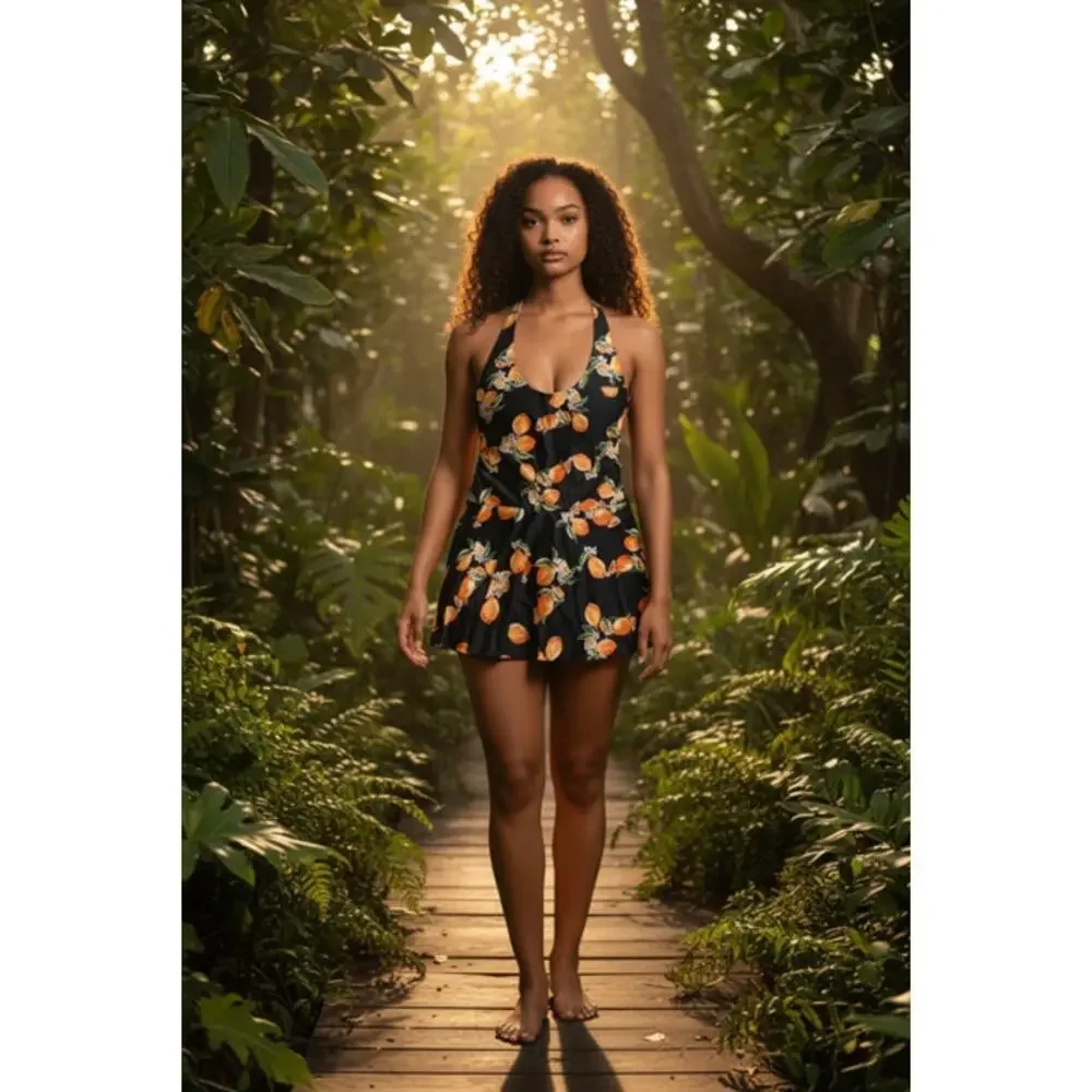 Shekini - One Piece Ruched Retro Swimdress - Large - Picture 2 of 6